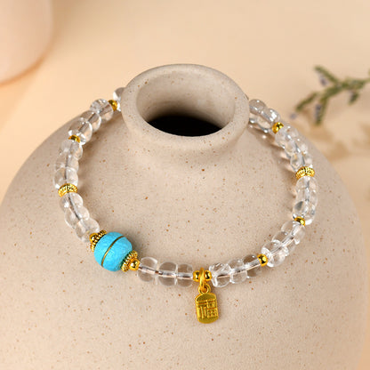 Natural White Crystal Bead Bracelet | Chinese Style Spiritual Jewelry for Women's Harmony