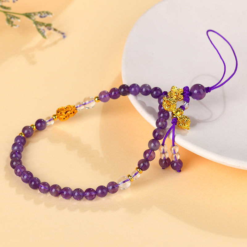 Natural Uruguay Amethyst Phone Chain Pendant | Spiritual Protection & Energy Flow Charm