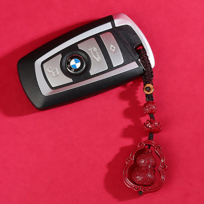 Natural Purple Gold Cinnabar Gourd Keychain | Wealth & Protection Talisman
