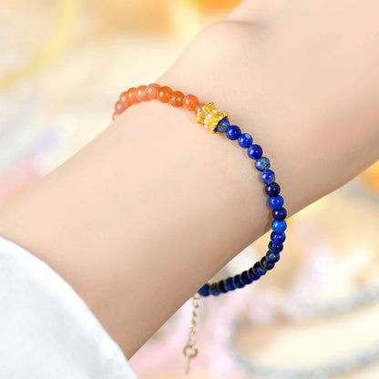 Southern Red Agate Lapis Lazuli Bracelet - Exquisite Petite Women's Spiritual Jewelry for Protection and Wisdom