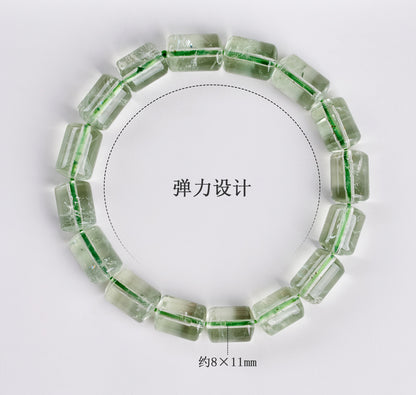 Natural Green Crystal Barrel Bead Bracelet | Elegant Charm for Women's Luck & Style