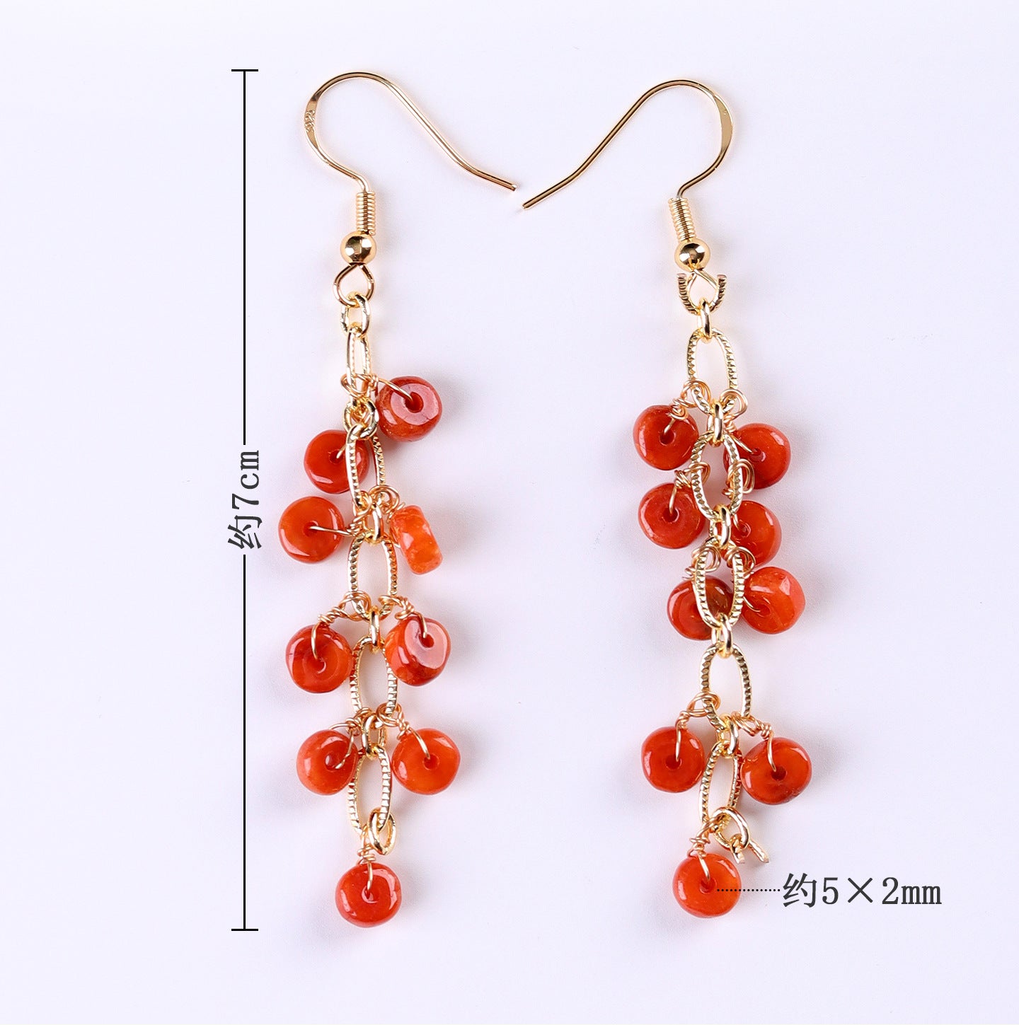 Natural Emerald Red Jade Tassel Earrings | Chinese Retro Style Luxury Women's Jewelry