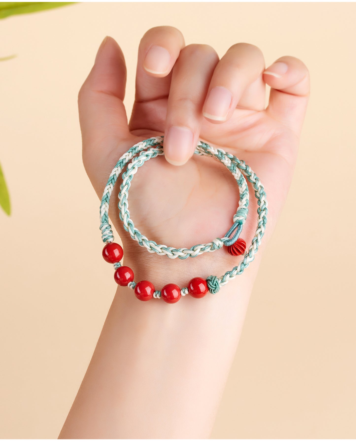 Natural Imperial Red Cinnabar Double Circle Tibetan Bracelet | Spiritual Protection & Harmony