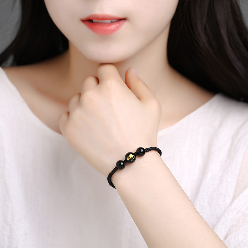 Glowing Zodiac Red String Bracelet with Agate - Couple's Birth Year Lucky Charm