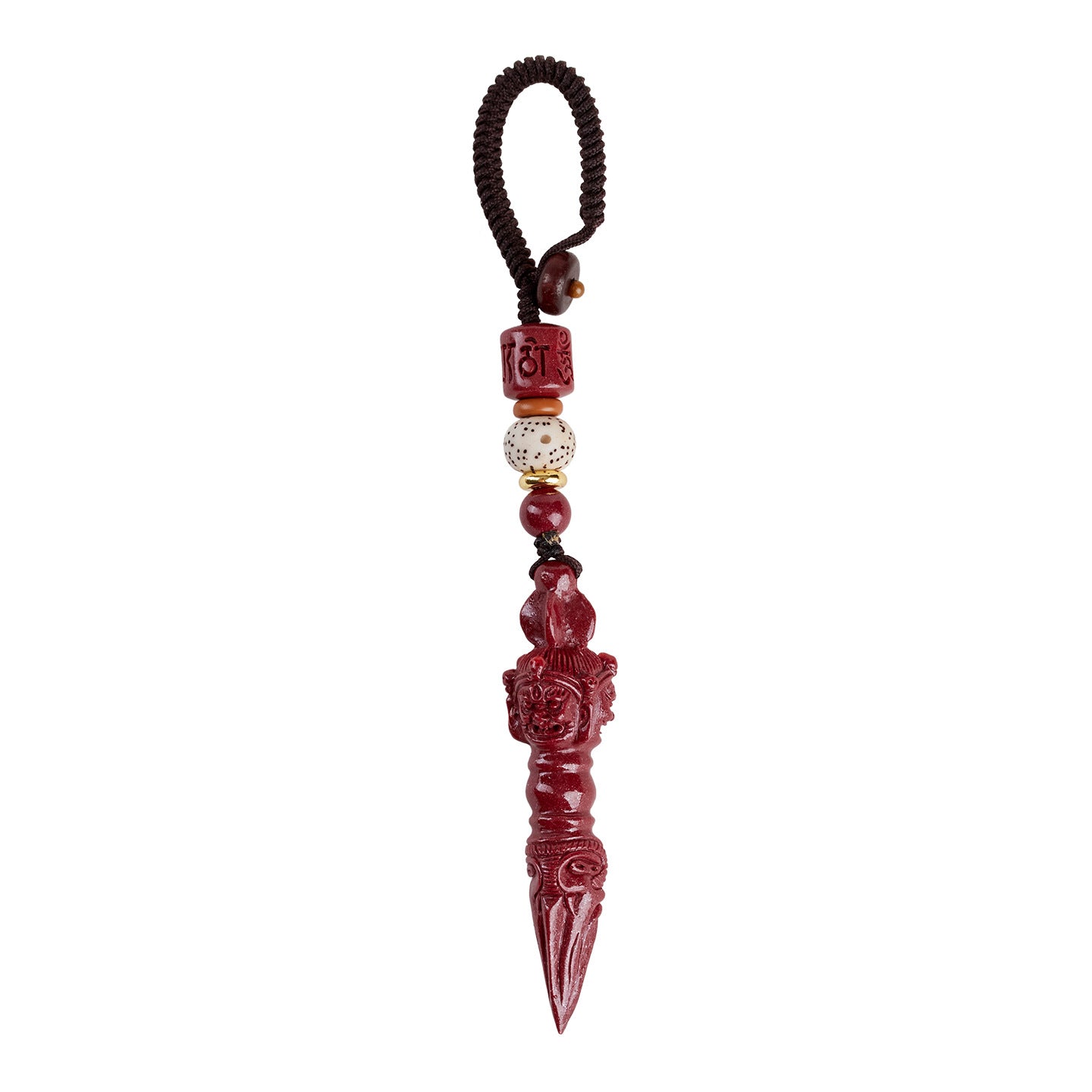 Natural Purple Gold Cinnabar Vajra Keychain - Spiritual Protection & Wealth Amulet