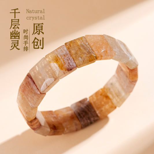 Natural Crystal Thousand Layer Phantom Bracelet for Women - Mystical Elegance & Spiritual Harmony