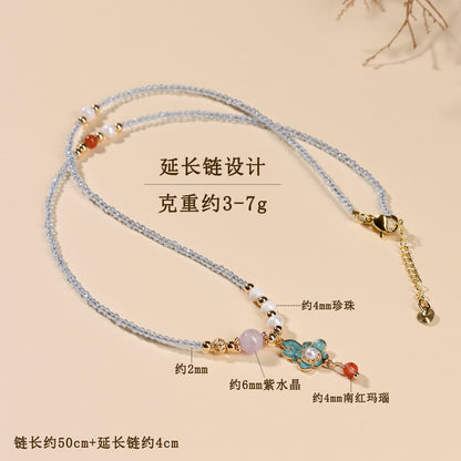 Pearl Southern Red Agate Multi-Circle Bracelet | Elegant Women's Collarbone Necklace for Fortune & Protection