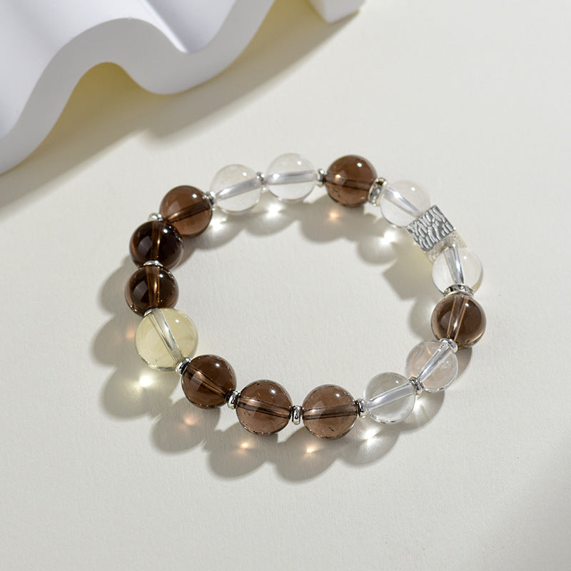 Aries Natural Tea Crystal Bracelet | White Crystal Zodiac Amulet for Courage and Clarity