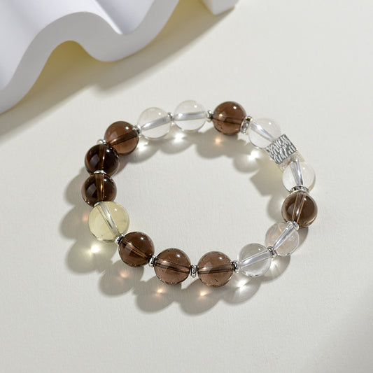 Aries Natural Tea Crystal Bracelet | White Crystal Zodiac Amulet for Courage and Clarity