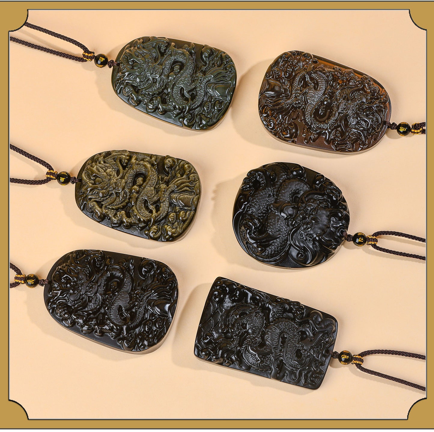 Natural Obsidian S Dragon Pendant - Zodiac Year Charm for Protection and Prosperity