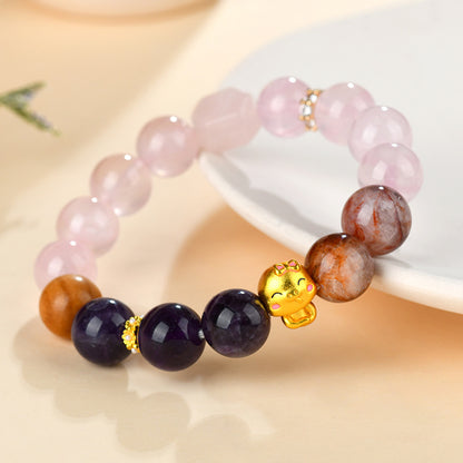 Twelve Zodiac Natural Crystal Multi-Gem Bracelet - Cosmic Harmony & Fortune Attractor