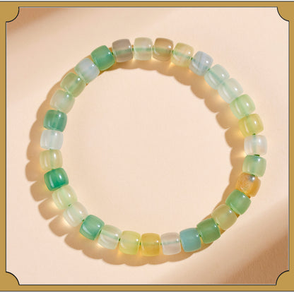 Natural Agate Chalcedony Single Circle Bracelet with Silver Obsidian Lapis Lazuli - Spiritual Women's Jewelry