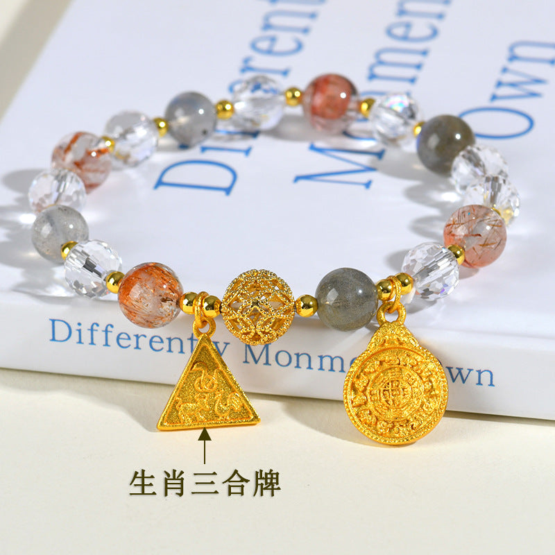 Natural Crystal Three-in-One Twelve Zodiac Bracelet 2025 - Couple's Spiritual Harmony Amulet