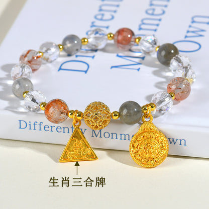 Natural Crystal Three-in-One Twelve Zodiac Bracelet 2025 - Couple's Spiritual Harmony Amulet