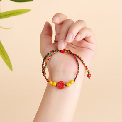 Natural Imperial Red Cinnabar Tai Chi Bagua Bracelet - Spiritual Protection and Balance for Men and Women