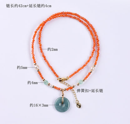 Natural Southern Red Agate Peace Buckle Necklace | Elegant Women's Collarbone Chain for Harmony