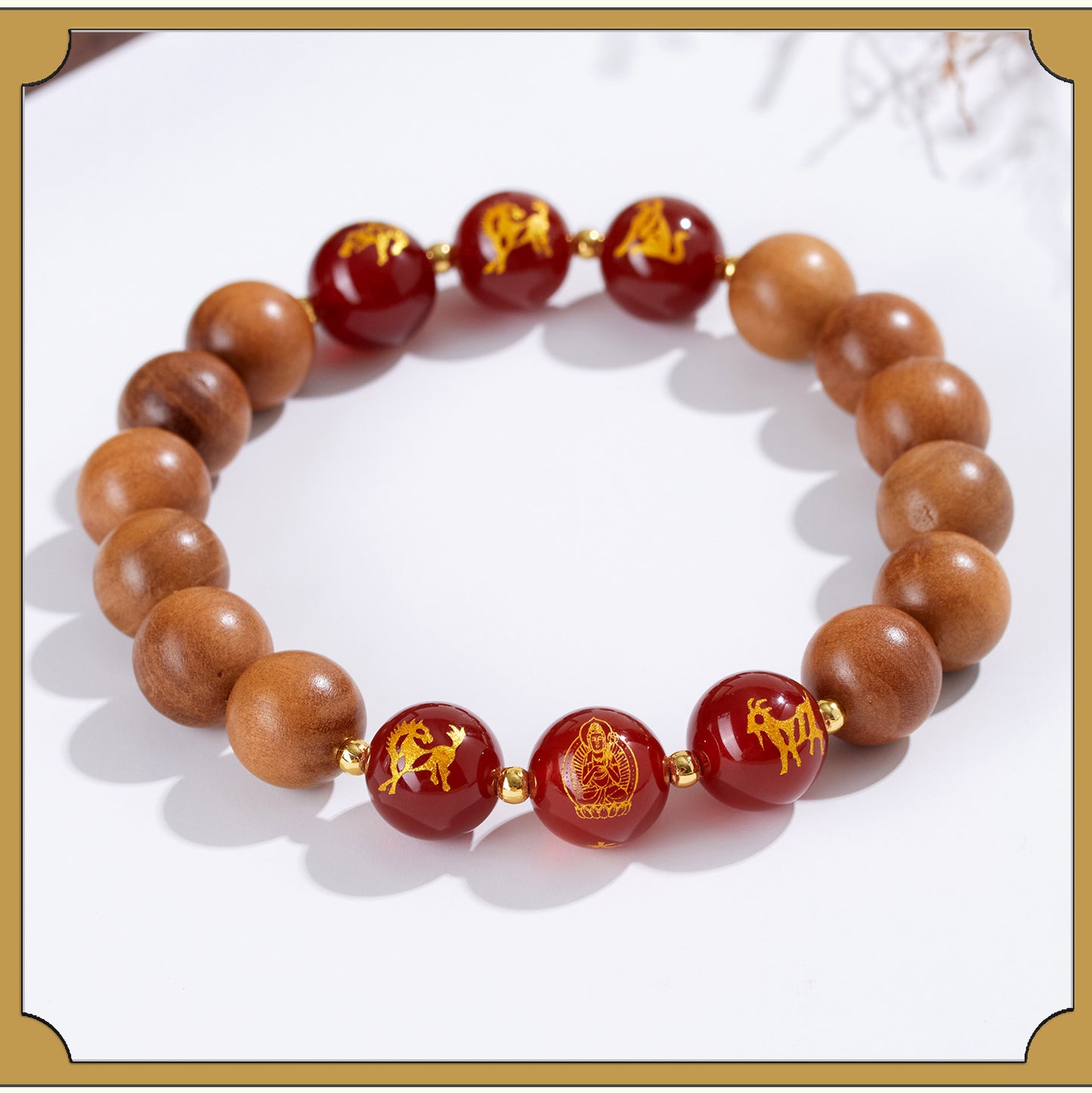 Peach Wood Three-in-One Six-in-One Zodiac Buddha Bracelet - Couples Harmony Protection Amulet