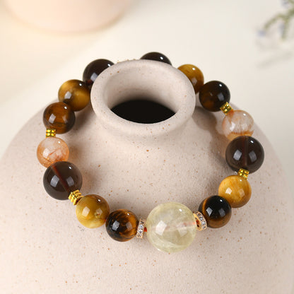 Golden Tiger Eye Natural Crystal Lucky Bracelet for Zodiac Year Protection and Wealth