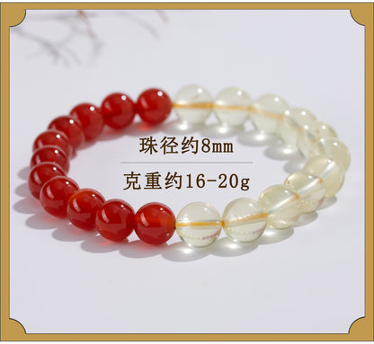Natural Yellow Crystal Red Agate Bracelet - Lucky Fortune Bead Unisex Couple Chain
