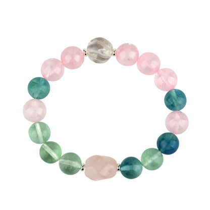 Rose Quartz Fluorite Aquarius Crystal Bracelet | Zodiac Love & Spiritual Harmony Talisman