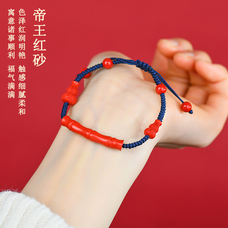 Imperial Red Sand Ascension Hand-Woven Bracelet | Natural Crystal DIY Vintage Rope for Fortune