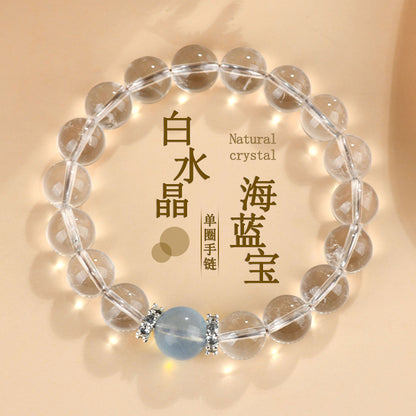 Natural White Crystal Aquamarine Spiritual Bracelet for Women - Harmony & Protection