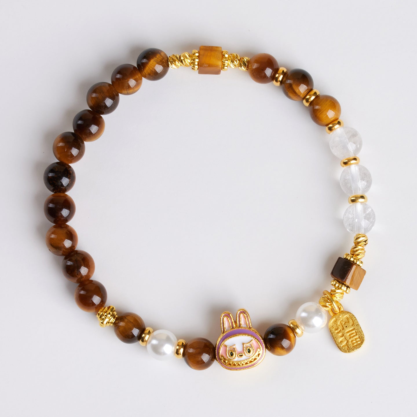 Natural Tiger Eye Stone White Crystal Elf Bracelet｜Protection Luck Charm Women's Fashion