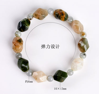 Natural Phantom Agate Knot Bead Single Loop Bracelet - Mystical Protection & Fashion Elegance