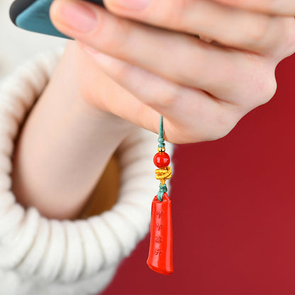 Natural High-Content Cinnabar Ascending Success Pendant - Career Wealth Luck Charm