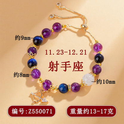 Natural Crystal Zodiac Bracelet - Mystical Energy & Fortune Enhancer for Women