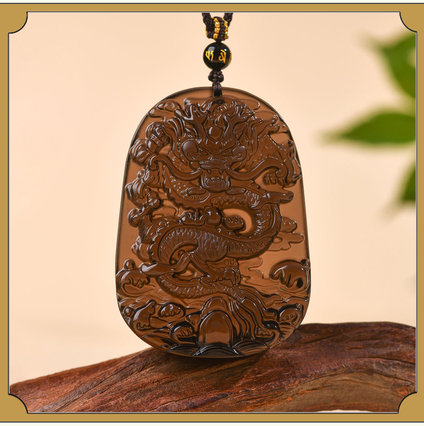Natural Obsidian S Dragon Pendant - Zodiac Year Charm for Protection and Prosperity