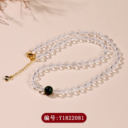 Natural White Crystal Collarbone Necklace | Adjustable Purity Protection Amulet