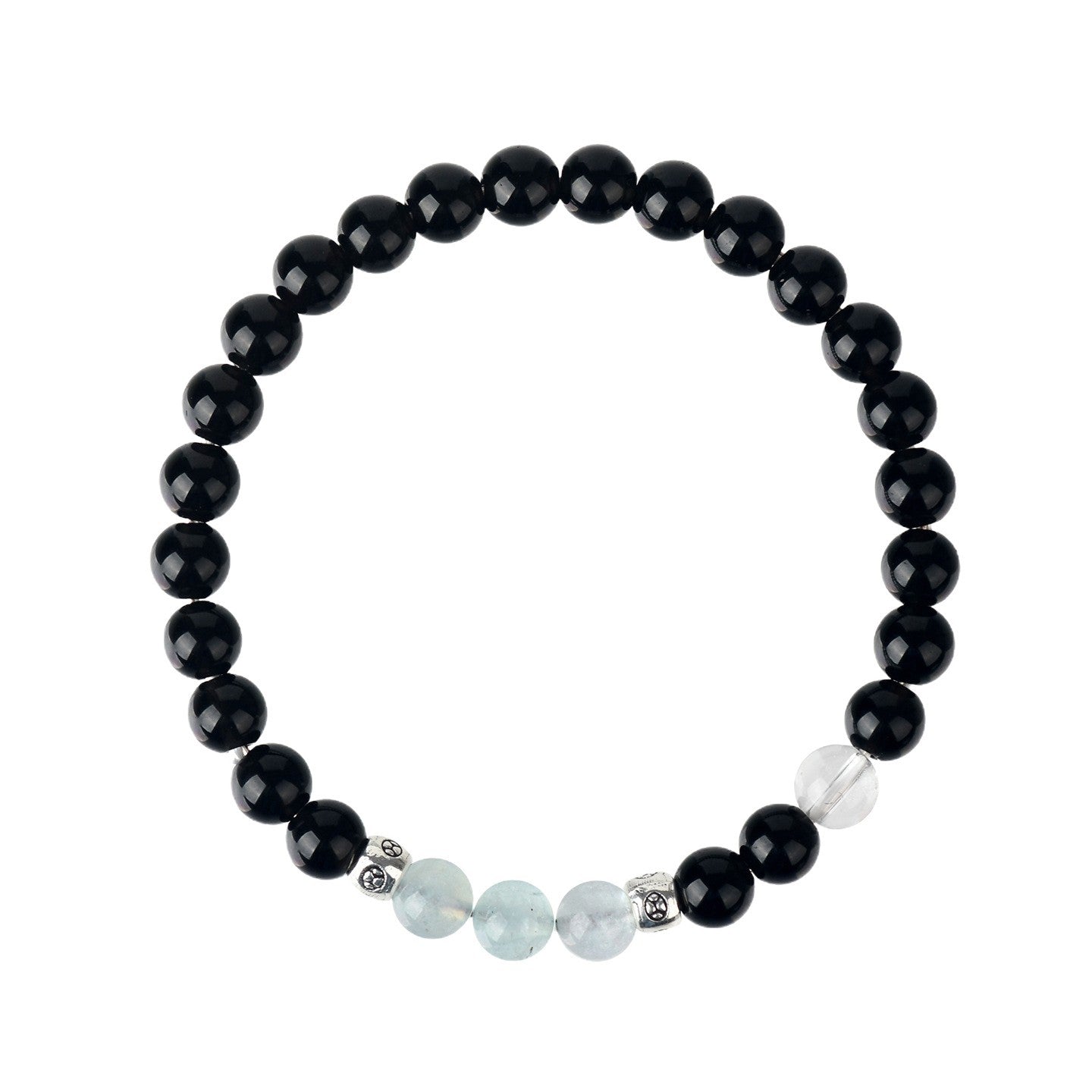 Natural Obsidian Aquamarine Bracelet | Protection & Serenity Energy Stone Jewelry for Women
