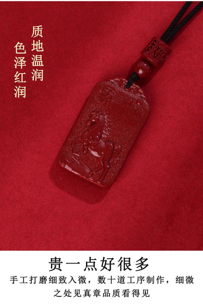 Natural Purple Gold Cinnabar Zodiac Birth Buddha Pendant - Eight Guardian Deities Protection Amulet