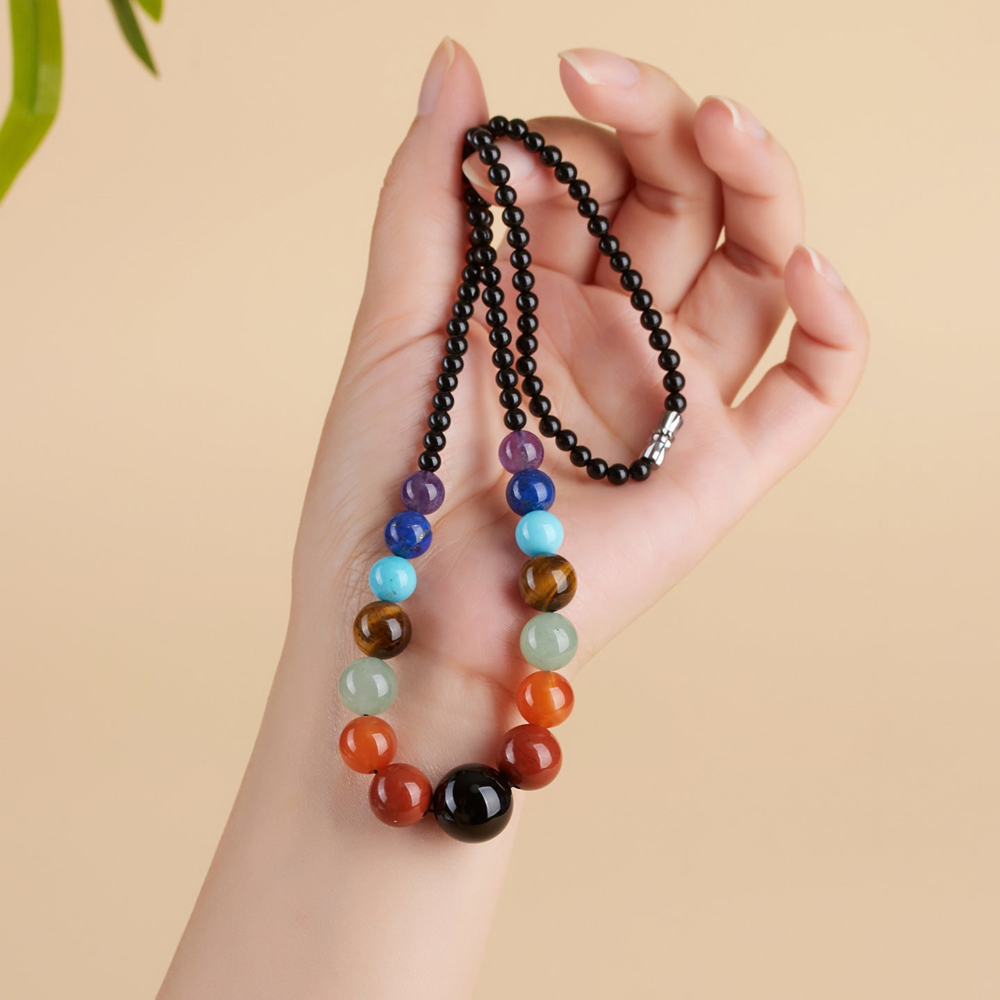 Natural Crystal Black Tourmaline Rainbow Bracelet | Colorful Life Stone Women's Spiritual Jewelry