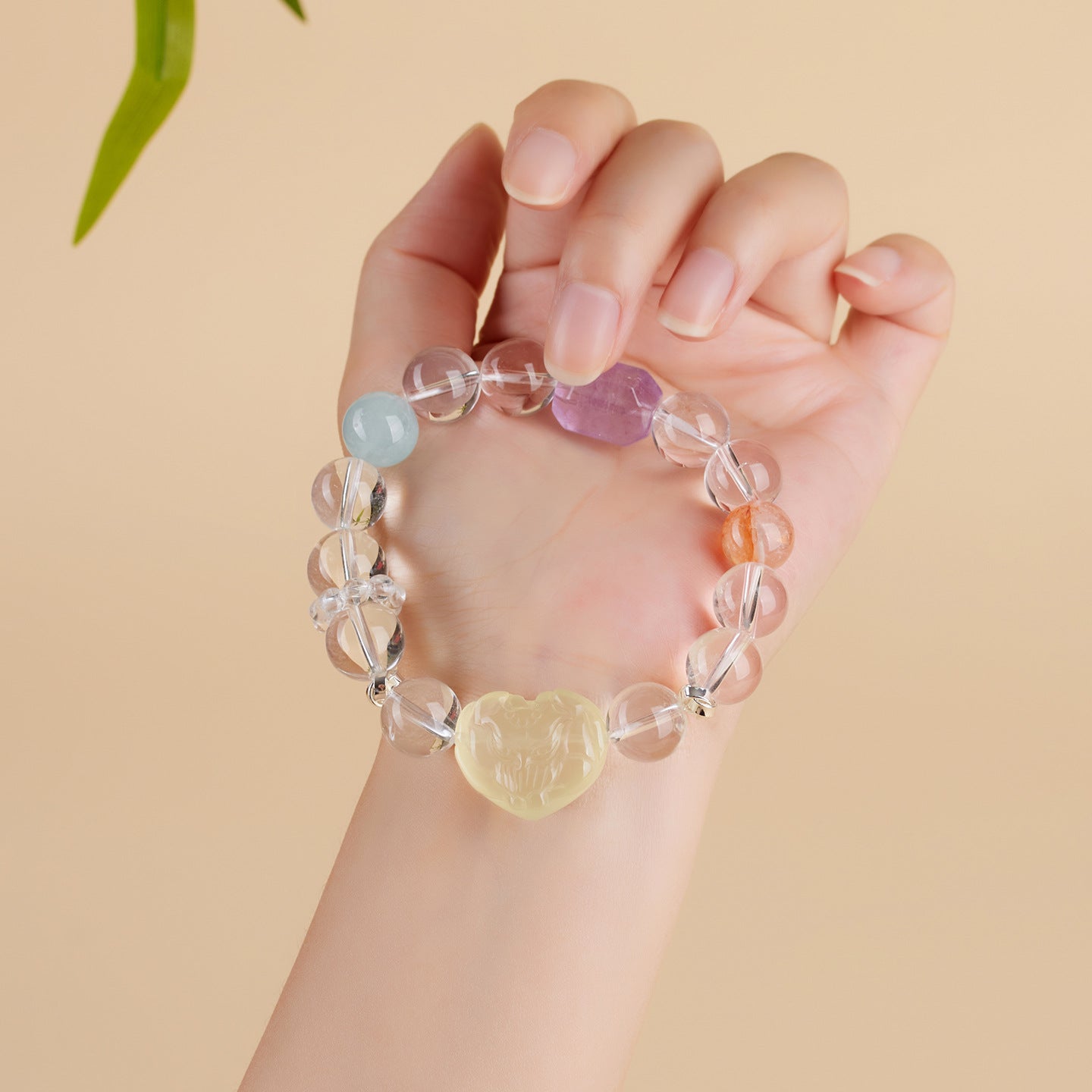 Natural Crystal Heart Fox Bracelet | Love & Harmony Energy Jewelry for Women