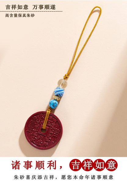 Natural Purple Gold Cinnabar Mountain Ghost Flower Money Pendant - Wealth & Protection Amulet