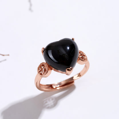 Rainbow Eye Obsidian Ring – Adjustable Unisex Spiritual Protection Jewelry