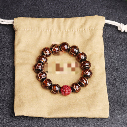 Tiger Year Incense Ash Glazed Bead Bracelet - Mystical Protection and Fortune Talisman