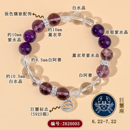 Twelve Constellations Natural Crystal Bracelet｜Spiritual Fortune & Cosmic Protection Jewelry