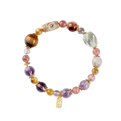 Nine Purple Fire Crystal Bracelet | Spiritual Protection & Fortune Multi-Gemstone Jewelry