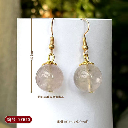 Natural Crystal Earrings | White Amethyst Yellow Tower Crystal Spiritual Energy Women's Jewelry