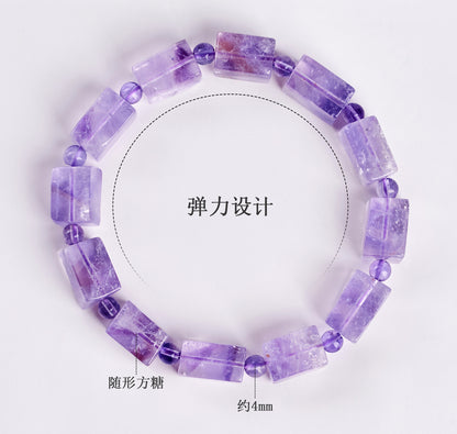 Natural Lavender Amethyst Sugar Cube Bracelet - Romantic Love & Spiritual Harmony for Women
