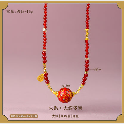 Natural Lacquer Five Elements Crystal Multi-Circle Bracelet & Necklace | Spiritual Balance Energy