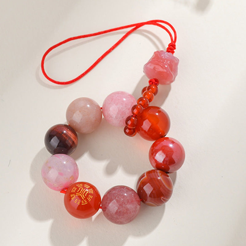 Natural Crystal Five Elements Awakening Lion Pendant - Energy Balance Keychain