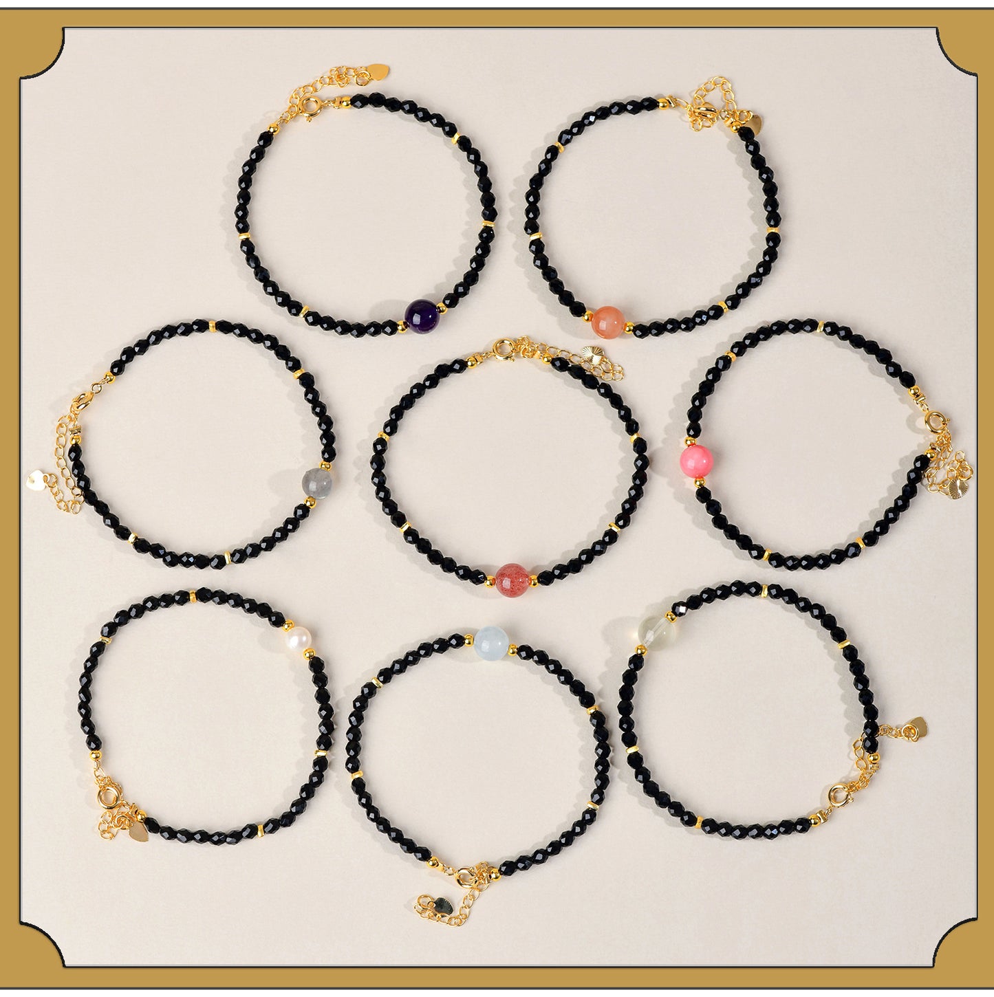 Natural Crystal Black Spinel Multi-Gem Adjustable Bracelet for Women - Mystical Protection & Elegance