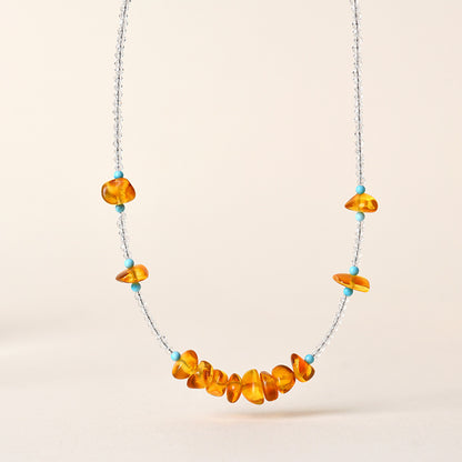 Natural White Crystal Amber Collarbone Necklace | Purifying Energy Elegant Spiritual Jewelry