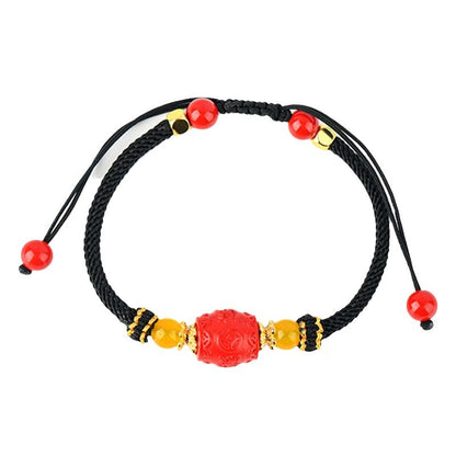 Imperial Red Sand Wealth-Bringing Handwoven Bracelet | Chinese Style Lucky Charm for Prosperity
