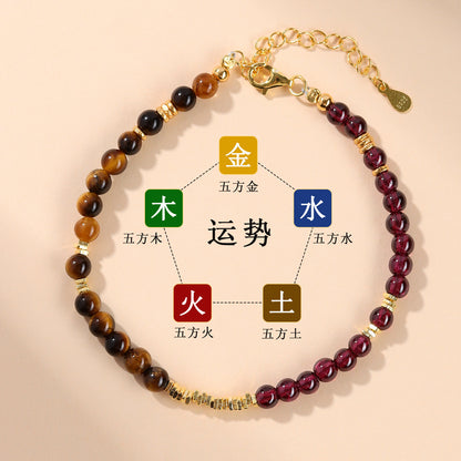 Five Elements Crystal Bracelet with S925 Silver - Balance Energy & Harmony for Women