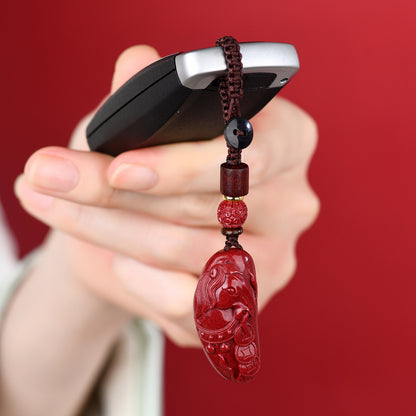 Natural Purple Gold Cinnabar Wealth Attraction Pendant - Phone Keychain Bag Charm